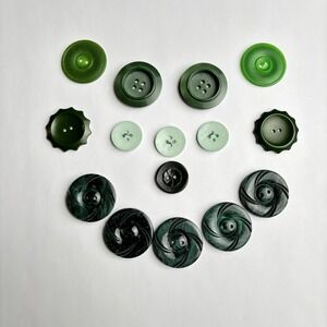 Vintage Green Bakelite Button Lot Carved Catalin Art Deco 1930s 40s Sewing Craft